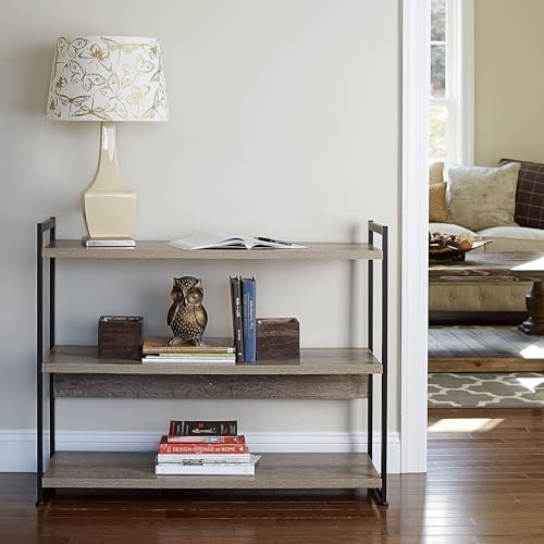 Household Essentials Ashwood 3 Tier Storage Shelf with Metal, Grey Shelves – Black Frame Household Essentials