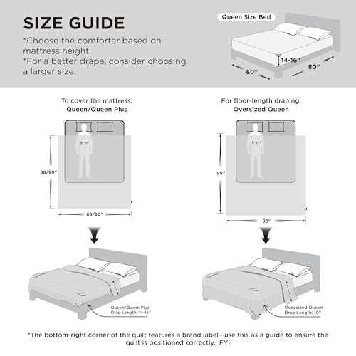 Bedsure Comforter Duvet Insert - Quilted Comforters Oversize Queen Size, All Season Duvet, GentleSoft Down Alternative Bedding, with 8 Tabs, Gifts for Women/Men, White, Oversize Queen 98 x 98 Inches Bedsure