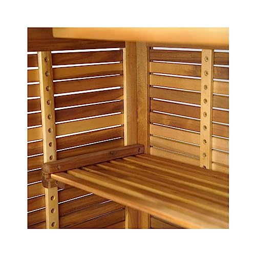 vidaXL Solid Acacia Wood Patio Bar Set - 3 Piece Outdoor Dining Ensemble with Oil Finish, Elegant 2 Shelf Bar Table, and Comfortable Stools vidaXL