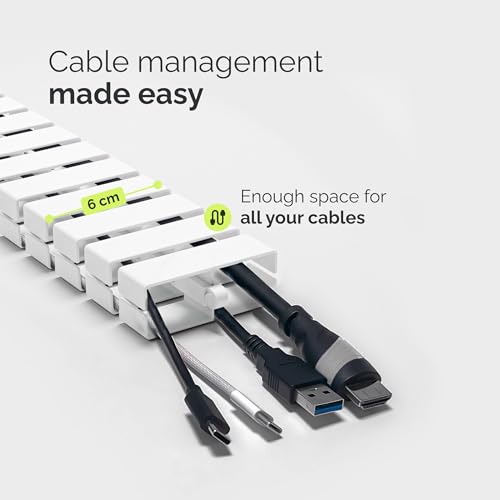VALU Cable Management Spine – 49 Inch Cable Organizer for Height-Adjustable & Fixed Desks – Sturdy & Flexible with Magnetic Link – Cord Management System Under Desk with Steel Base & Non-Slip Pads VALU