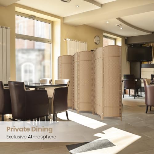 Cocosica 6 Panel Room Divider,6Ft Folding Privacy Screen,Tall - Extra Wide Foldable Panel Partition Wall Divider with Diamond Double-Weaved Hand-Woven Design Room Screen Divider COCOSICA