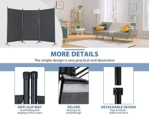 Room Divider, 3 Panel Portable Privacy Screen with Metal Frame, Freestanding Fabric Room Dividers and Folding Privacy Screens for Home Office Dorm Separation, Dressing Screen Classroom Dividers Haiput Wam