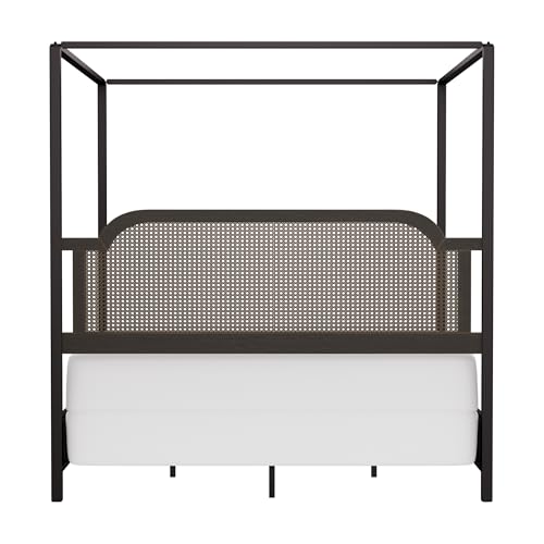 Hillsdale Melanie Wood and Metal King Canopy Bed with Low Footboard, Oiled Bronze Hillsdale