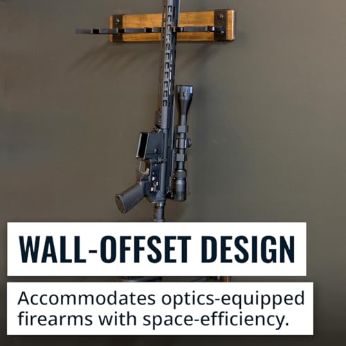 Indoor 5 Gun Rack for Wall, Rifle Rack and Shotgun Wall Mount, Rustic Wood and Solid Steel Supports up to 100 lbs, Vertical Gun Rack Wall Mount for StoreYourBoard