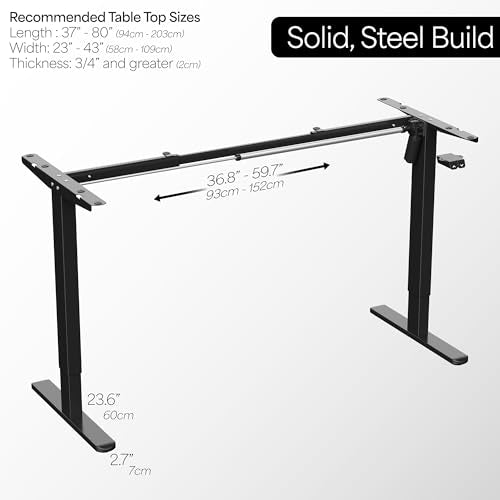VIVO Electric Stand Up Desk Frame Workstation, Single Motor Ergonomic Standing Height Adjustable Base with Simple Controller, Black, DESK-V100EB VIVO