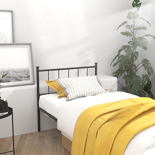 LUBEDCY Queen Metal Platform Bed Frame, Victorian Vintage Style, Wrought Iron Headboard, Steel Slats, No Box Spring Needed (Black, Twin) LUBEDCY