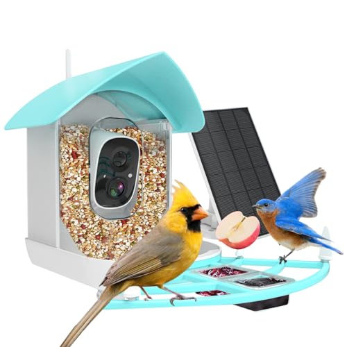 Gyozol Smart Bird Feeder with Camera, AI Identify Bird Breed, Solar-Powered WiFi 1080P Live Camera, Auto Capture Backyard Garden Bird Watching, Gyozol