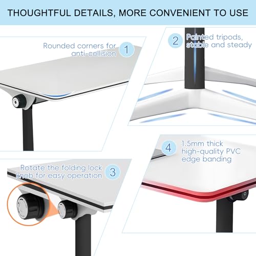 HSHBDDM Folding Conference Table with Flip-Top & Locking Wheels, Training Table with Metal Frame – Modular, Space-Saving Design for Office, Meeting, and Classroom Use HSHBDDM