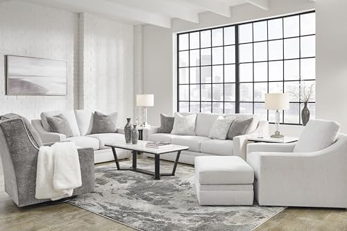 Signature Design by Ashley Maitelynn Contemporary Sofa with Accent Pillows, Reversible Cushions and Sloped Arms, Light Gray Signature Design by Ashley