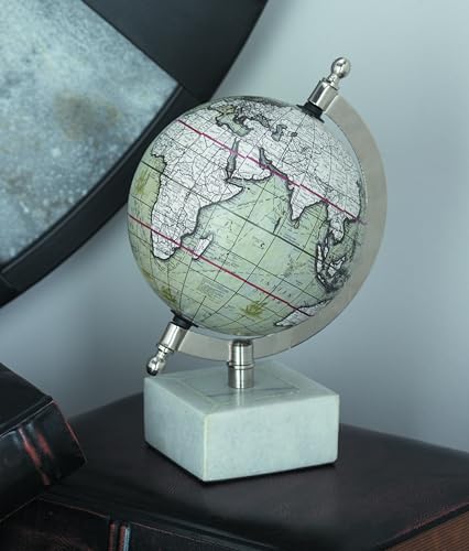 Deco 79 Marble Globe with Marble Base, 6" x 5" x 9", White Deco 79