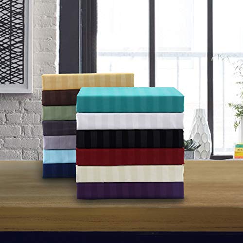 Elegant Comfort Best, Softest, Coziest 6-Piece Sheet Sets! - 1500 Premier Hotel Quality Luxurious Wrinkle Resistant 6-Piece Damask Stripe Bed Sheet Set, Queen Black Elegant Comfort