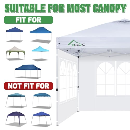 Acepic 2Pcs Instant Canopy Tent Sidewalls for 10x10 Pop-Up Canopy, Garden Gazebo, 210D Oxford Fabric Waterproof, White (Canopy Tent NOT Included) Acepic