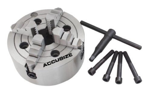 Accusize Industrial Tools 6'' 4-Jaw Independent Lathe Chucks, Plain Back, Semi-Steel Body, Including 1 Set Of Reversible Jaws, 0557-0006 Accusize Industrial Tools