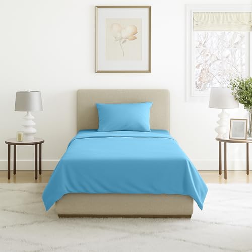 Brushed Microfiber Twin Sheets - 3-Piece Sheet Set with Pillowcase, Flat, and Fitted Sheets - Wrinkle and Fade-Resistant Bedding by Lavish Home (Blue) Lavish Home