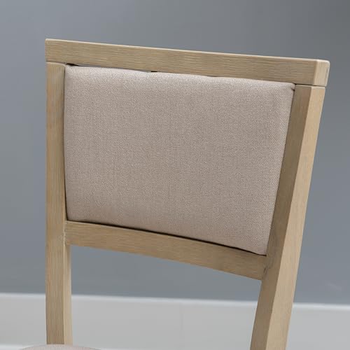 Linon Keira Wooden Folding Chair Upholstered Seat and Back Set of 2, Dining Height, Rustic Natural & Beige Linon