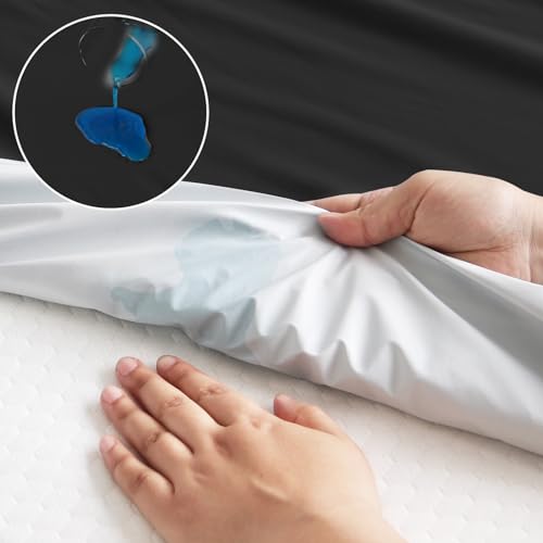2 Pack Full Size Mattress Protector Waterproof Cover, Waterproof Bed Full Fitted Sheet Only, Machine Washable 14" Deep Pocket Mattress Covers for Double Bed, Black Magik & Kover