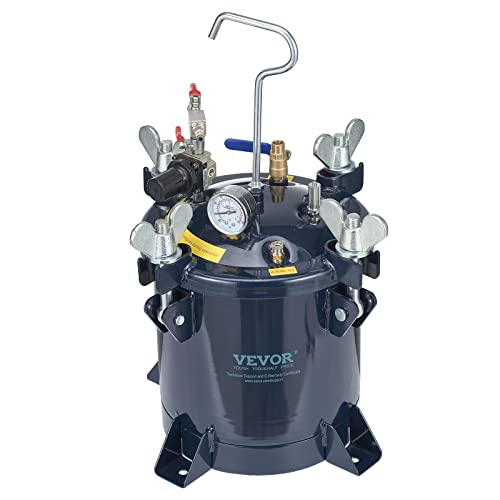 VEVOR 10L/2.5gal Spray Paint Pressure Pot Tank, 70PSI Max Air Paint Pressure Pot, Metal Rack and Leak Repair Sealant for Industry Home Decor Architecture Construction Automotive Painting VEVOR