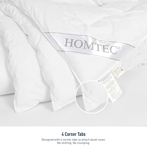 HOMTEC Duvet Insert Cotton Comforter Full Size White Down Alternative Duvet Insert 100% Cotton Shell Quilted Fluffy Comforter Lightweight All Season 4 Corner Tabs Durable Breathable Noiseless HOMTEC