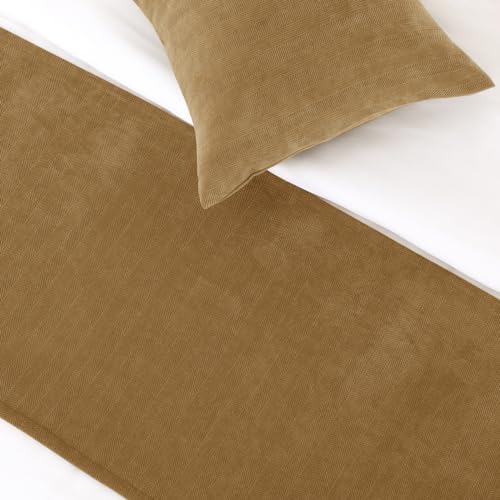 AMBERIS Bed Runner Single Layer Chenille Brown, Modern Style Bed Scarves for Home Hotel Decorations (Pillowcases Sold Separately) AMBERIS