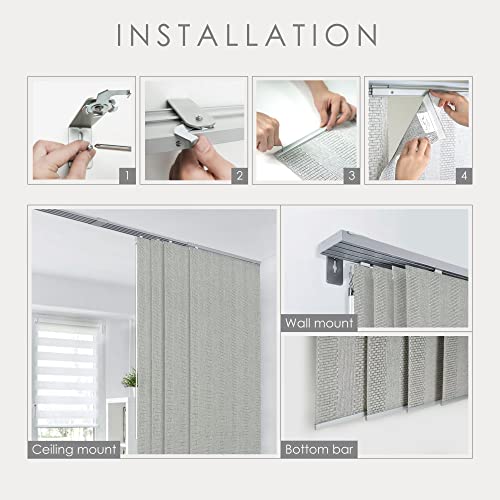 GoDear Design Adjustable Sliding Panel Track Room Dividers 45.8"- 86" W x 96" H, Extendable Vertical Blinds for Sliding Glass Doors Windows Wall Partitions, Trimmable Fabric Panel Curtains, Serenity GoDear Design