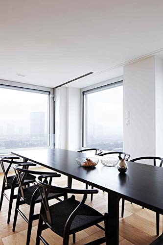 2xhome - Wishbone Solid Wood Armchair with Arms Open Y Back Farmhouse Dining Office Chair with Woven Black Seat (Black), Single, Set of 1 2xhome