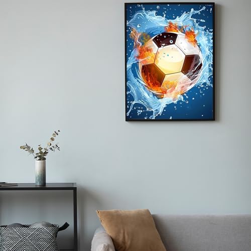 YL Mainland 5D Soccer Ball in Water Diamond Painting Kits for Adults DIY Soccer Diamond Art Kits for Beginner Full Drill Soccer Diamonds Painting Gem Art for Gift Wall Decor 12x16 inch YL Mainland