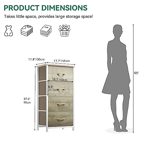 YITAHOME Dresser with 4 Drawers - Fabric Storage Tower, Organizer Unit for Bedroom, Hallway, Hallway, Closets - Sturdy Steel Frame, Wooden Top & Easy YITAHOME
