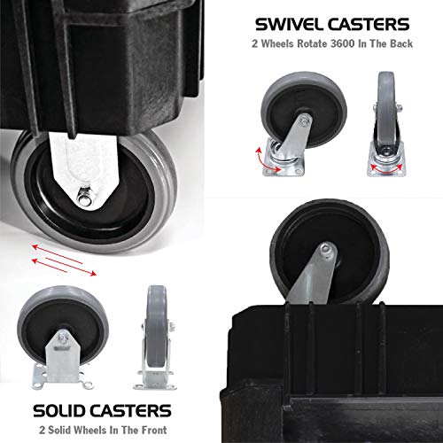 Olympia Tools 2 Shelf Black Rolling Utility Cart - Supports Up to 500 lbs, Comfort Handle - Heavy Duty Carts With Wheels - Great for Warehouse, Olympia Tools