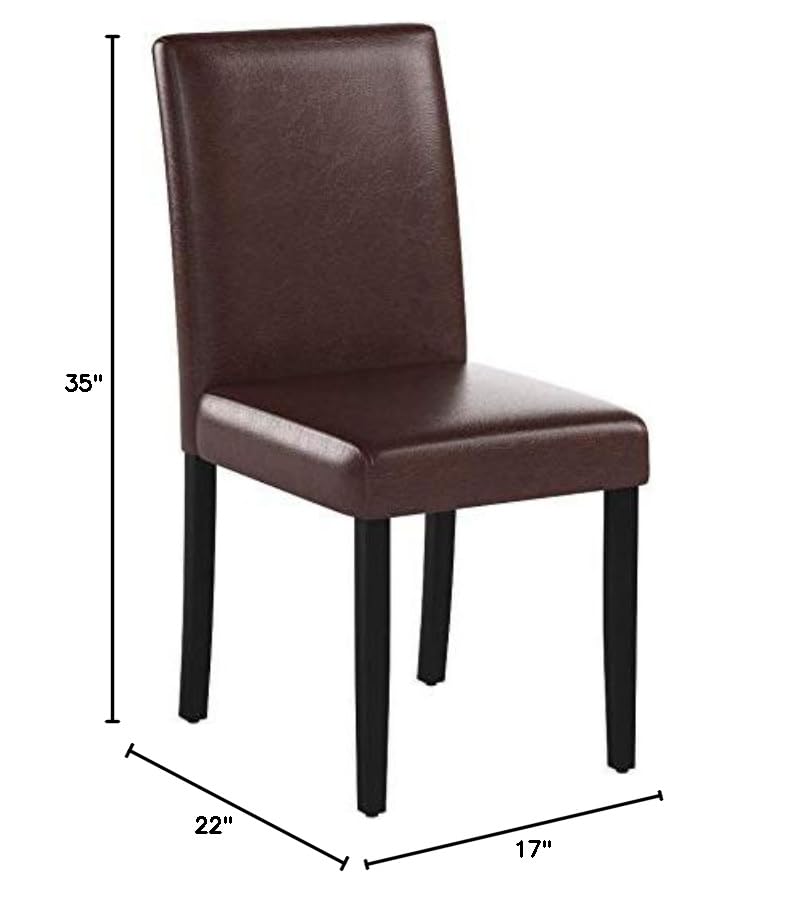 FDW Dining Chairs Set of 4, Dining Room Chairs Kitchen Chairs,Side PU Cushion Chairs with Waterproof Surface and Wood Legs,for Kitchen Restaurant and Living Room,Leather Brown FDW