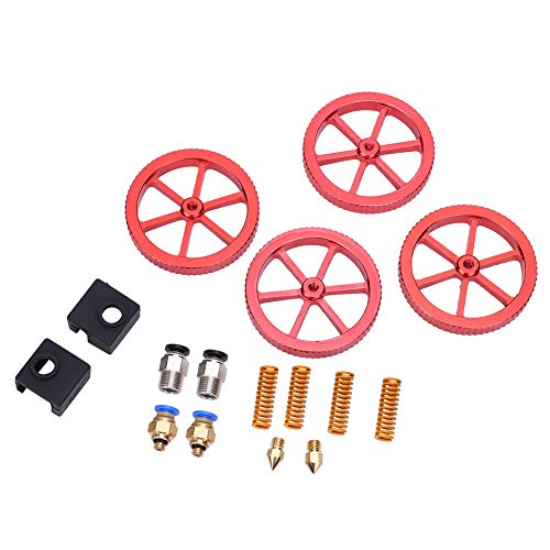 3D Printer Extruder Upgrade Kit | Red Hand Twist Leveling Nut & Springs Dampers Set | Enhanced Filament Supply & Bed Stability | Compatible with Most FDM Printers FRELEAN