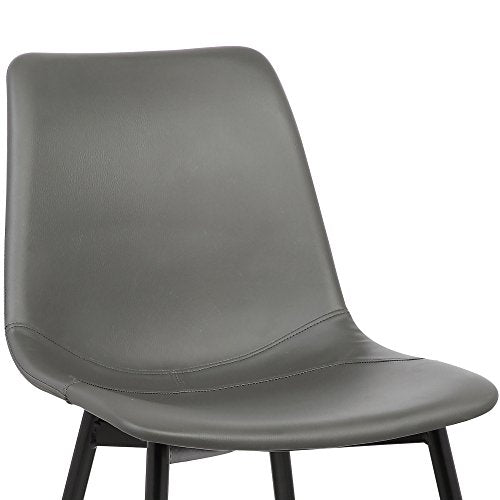 Armen Living Monte Mid Century Modern Dining Accent Chair for Table Kitchen Desk Vanity in Charcoal Gray Faux Leather with Black Metal Legs Armen Living