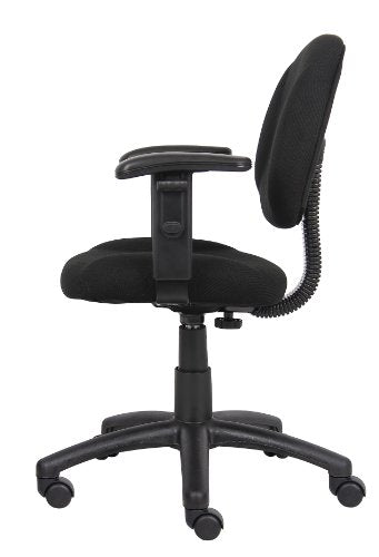 Boss Office Products B316-BK Perfect Posture Delux Fabric Task Chair with Adjustable Arms in Black, Low-Back Boss Office Products