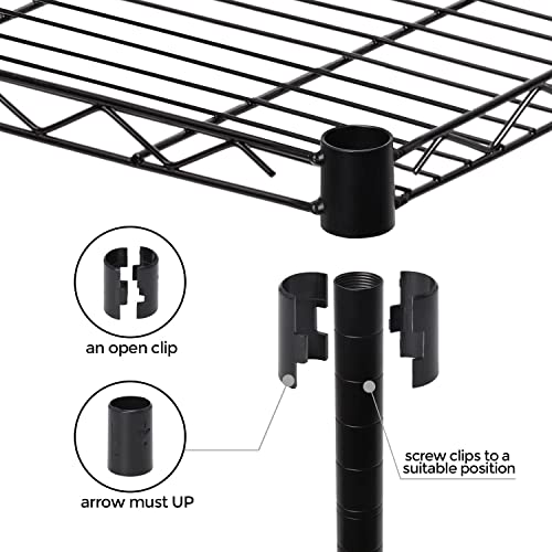 JS HANGER Wire Shelving Unit, 5-Tier Heavy Duty Height Adjustable Rolling Metal Shelves for Storage, 550 lbs Capacity, 23.23''W X 13.4''D X 71''H, Black JS HANGER