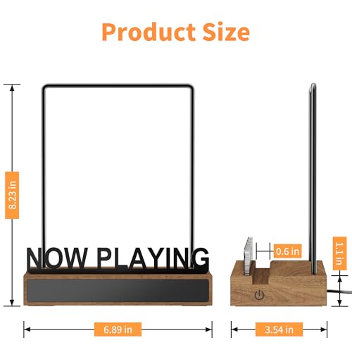 KORRTFID Now Playing Vinyl Record Stand, Light Up Vinyl Record Display Stand with RGB Sound Control Pickup Rhythm Lights Bar, Warm White Light with Fingerprint-Proof Acrylic Letters KORRTFID