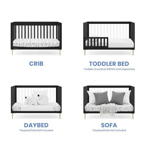 Delta Children Austin Acrylic 4-in-1 Convertible Baby Crib - Greenguard Gold Certified, Midnight Grey/Natural Delta Children