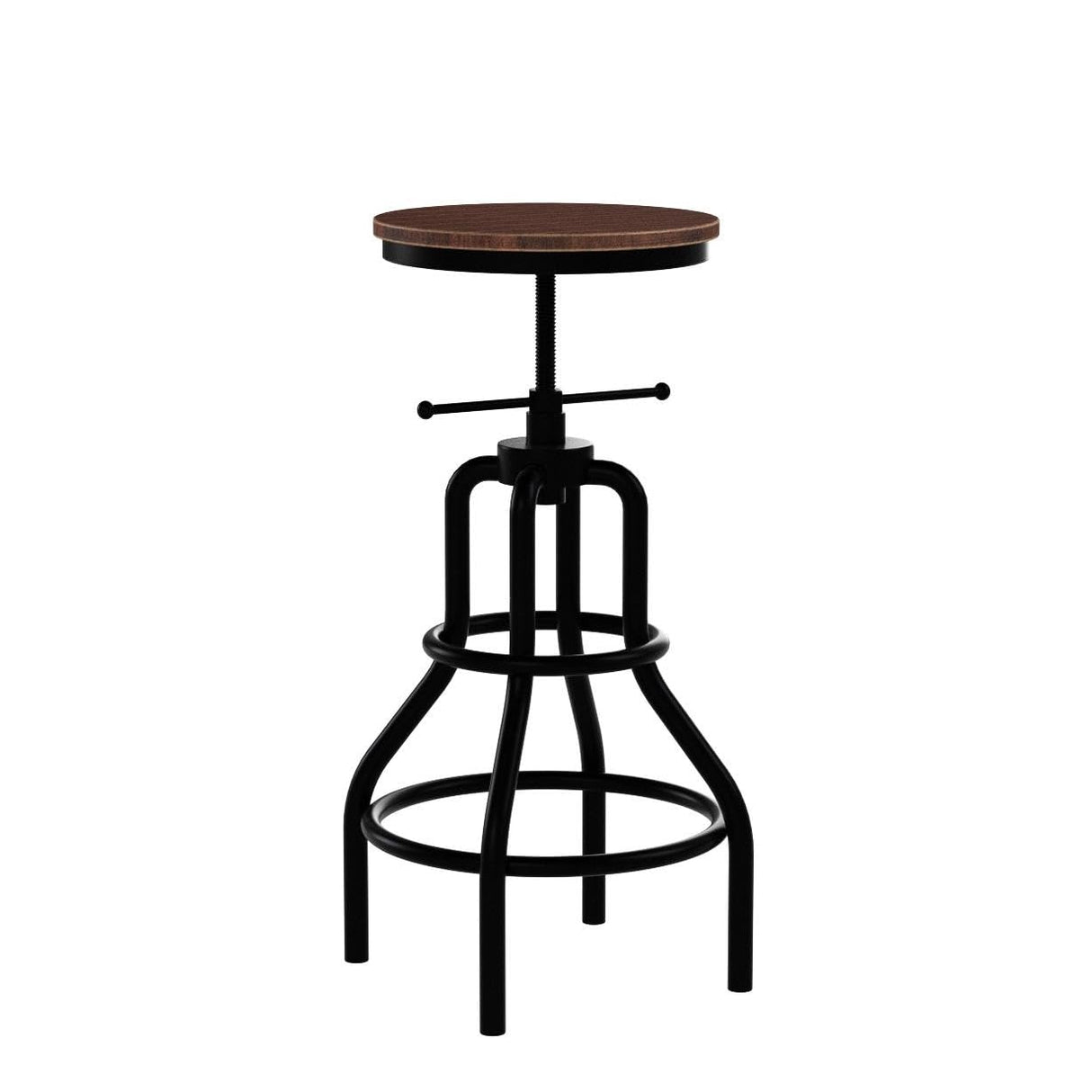LOKKHAN Vintage Industrial Bar Stool-Rustic Swivel Bar Stool-Round Wood Metal Stool-Kitchen Counter Height Adjustable Pipe Stool-Cast Steel Stool 20-27 Inch (Set of 2) LOKKHAN