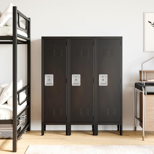 Anxxsu Metal Storage Locker, Lockable Employees Metal Locker with Door, 55" Height Steel Locker for Home, School, Office, Gym (Retro Black) Anxxsu