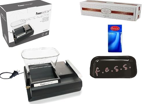 Powermatic 4+ Electric Cigarette Injector Machine Bundle with FESS Assorted Design Tray and 1 Pack of Case F.e.s.s.