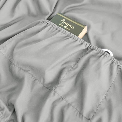 Twin Fitted Sheet Only with Side Storage Pocket - Premium 1800 Super Soft & Cozy Microfiber, Wrinkle, Fade, Shrinkage Resistant Deep Pocket Twin Size Fitted Bottom Sheet, Light Gray ALYVIA SPRING