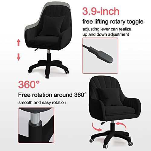 XUEGW Home Office Chair Computer Chair with Mid-Back Upholstered Modern Tufted Computer Task Chair Swivel Height Adjustable Velvet Accent Chair Suitable for Bedroom, Study XUEGW