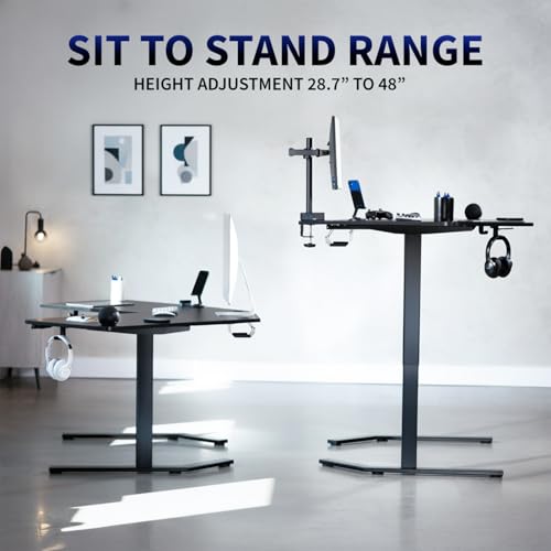 VIVO Electric Corner L-Shaped 55 x 55 in Standing Desk, Memory Height Adjustment, Black Top Black Frame, DESK-E1L110B VIVO