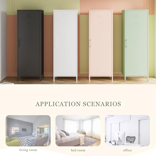 Steehoom Metal Storage Cabinet, Steel File Locker with 3 Shelves 59.06-inch high for School, Living Room, Bedroom, Office (Black) Steehoom