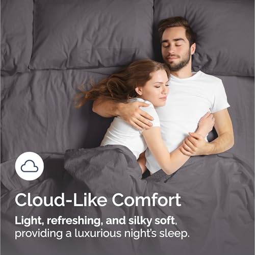 100% Rayon Derived From Bamboo - Bamboo Sheets Twin Size - Cooling Sheets for Twin - Soft, Breathable & Hotel Luxury Bedding - 1 Flat & 1 Fitted & 1 Pillowcase with 16 Inch Deep Pockets - Dark Grey CGK Unlimited