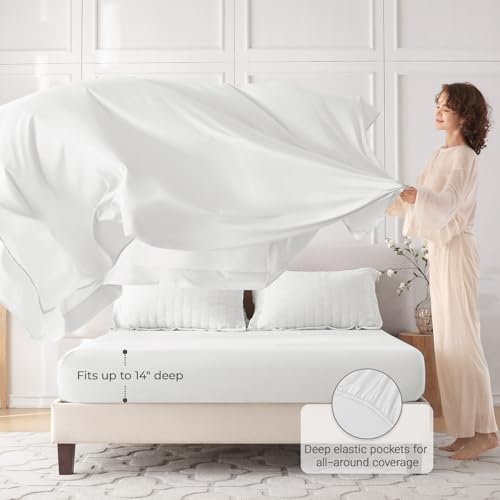 MUXHOMO 7 Pieces Queen Comforter Set, Seersucker Bed in a Bag Queen Size, All Season Luxury Bedding Set with Comforter, Flat Sheet, Fitted Sheet, Pillowcases & Shams, White MUXHOMO