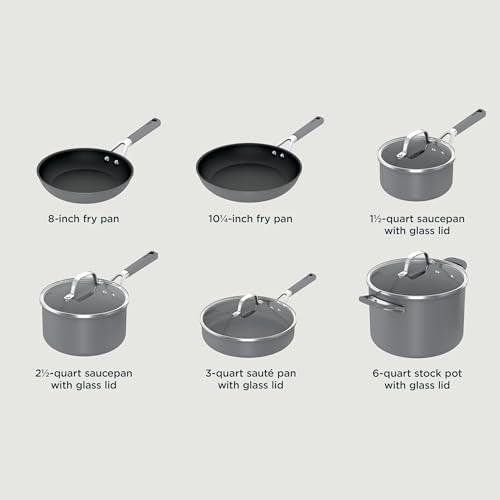 Ninja Pots and Pans Set Non Stick | Comfort Grip 10-Piece Cookware Set with NeverStick | Frying Pan, Sauce Pan With Lid, Stock Pot with Lid, Nonstick, Dishwasher Safe, Oven Safe to 400°F, CW69010 Ninja