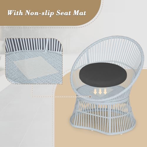 Athena Collection Outdoor Patio Furniture Set Wicker Bistro Set, 3 Piece Conversation Set All-Weather PE Rattan Chairs with Seat Cushions & Glass Table for Porch, Backyard, Black Athena Collection