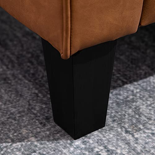 HOMCOM 51" Wide Loveseat with Armrest, 2-Seater Tufted PU Leather Double Sofa, Brown Aosom