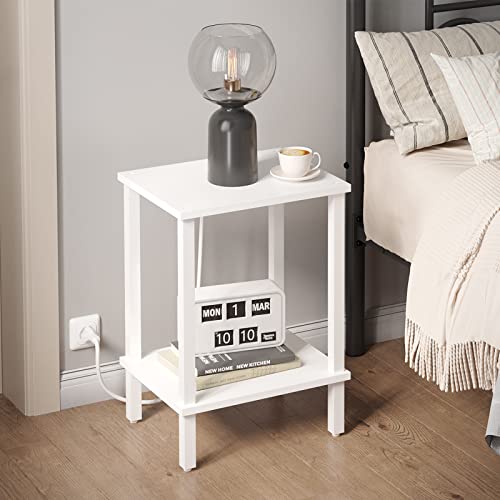 TUTOTAK End Table, Side Table, Nightstand, 2-Tier Storage Shelf, Sofa Side Table for Small Space, Living Room, Bed Room V1TB01BW034 TUTOTAK