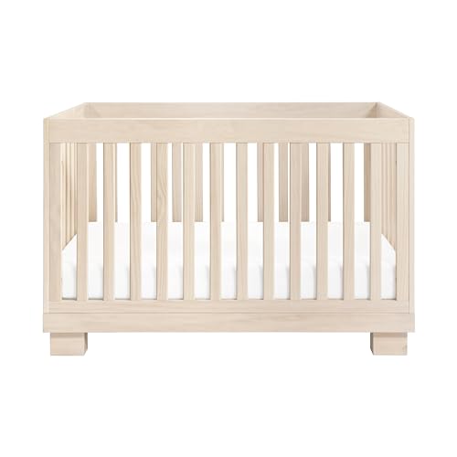 babyletto Modo 3-in-1 Convertible Crib with Toddler Bed Conversion Kit in Washed Natural, Greenguard Gold Certified babyletto