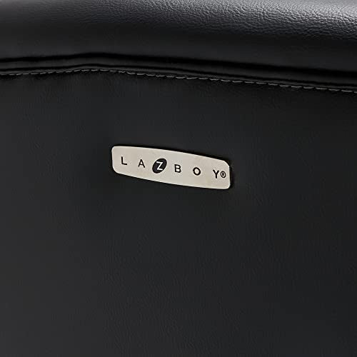 La-Z-Boy Delano Big & Tall Executive Office Chair, High Back Ergonomic Lumbar Support, Bonded Leather, Black with Mahogany Wood Finish La-Z-Boy